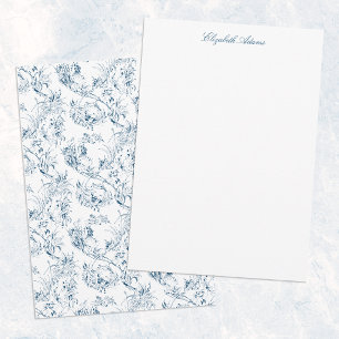Vintage Engraved French Floral Fantasy Toile-Blue Card