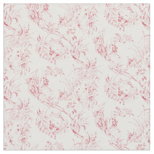 Vintage Engraved French Floral Fantasy Toile-Pink Fabric