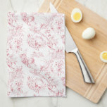 Vintage Engraved French Floral Fantasy Toile-Pink  Tea Towel<br><div class="desc">Elegant vintage 19th century pink-on-white toile pattern adapted from a French drawing in the Smithsonian collection featuring fantasy flowers,  leaves and vines with a cupid,  indigenous warrior and human figures.</div>