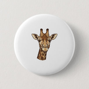 Vintage Engraved Giraffe Head Vector Design_1 6 Cm Round Badge