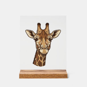 Vintage Engraved Giraffe Head Vector Design_1 Acrylic Sign