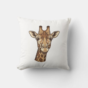 Vintage Engraved Giraffe Head Vector Design_1 Cushion