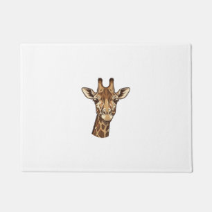 Vintage Engraved Giraffe Head Vector Design_1 Doormat