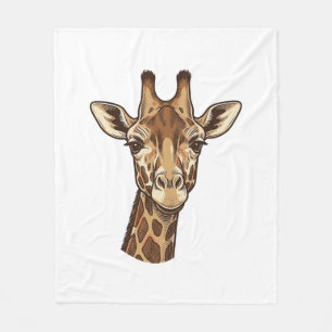 Vintage Engraved Giraffe Head Vector Design_1 Fleece Blanket