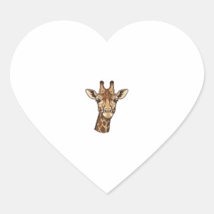 Vintage Engraved Giraffe Head Vector Design_1 Heart Sticker