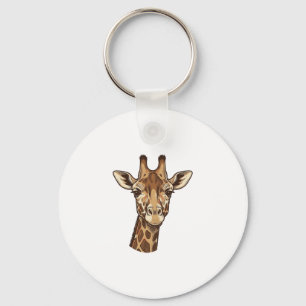 Vintage Engraved Giraffe Head Vector Design_1 Key Ring