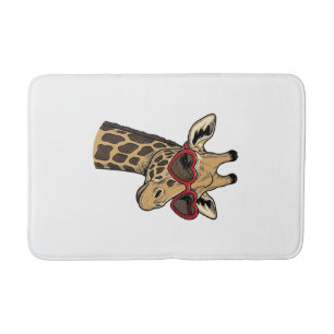 Vintage Engraved Giraffe Heart Sunglasses Design_1 Bath Mat