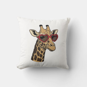 Vintage Engraved Giraffe Heart Sunglasses Design_1 Cushion