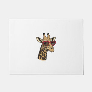 Vintage Engraved Giraffe Heart Sunglasses Design_1 Doormat