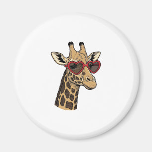 Vintage Engraved Giraffe Heart Sunglasses Design_1 Magnet