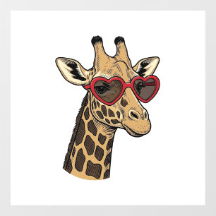 Vintage Engraved Giraffe Heart Sunglasses Design_1 Window Cling
