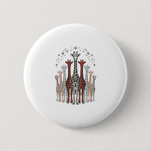 Vintage Engraved Giraffe Herd Safari Shirt Design_ 6 Cm Round Badge