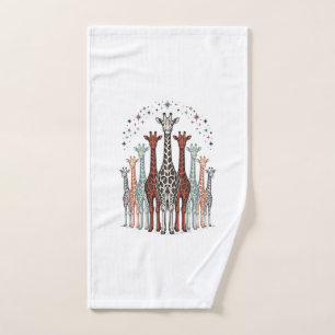Vintage Engraved Giraffe Herd Safari Shirt Design_ Hand Towel