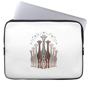 Vintage Engraved Giraffe Herd Safari Shirt Design_ Laptop Sleeve