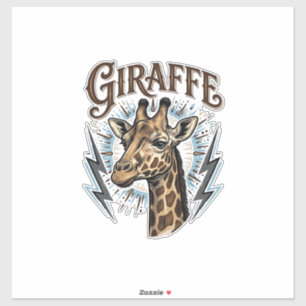 Vintage Engraved Giraffe Lightning T-Shirt Design_