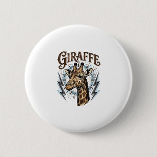 Vintage Engraved Giraffe Lightning T-Shirt Design_ 6 Cm Round Badge