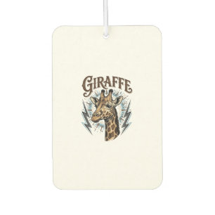 Vintage Engraved Giraffe Lightning T-Shirt Design_ Car Air Freshener