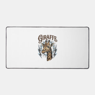 Vintage Engraved Giraffe Lightning T-Shirt Design_ Desk Mat