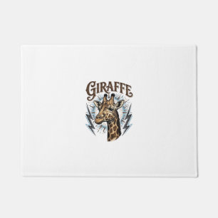 Vintage Engraved Giraffe Lightning T-Shirt Design_ Doormat
