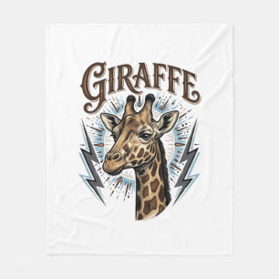 Vintage Engraved Giraffe Lightning T-Shirt Design_ Fleece Blanket