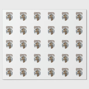 Vintage Engraved Giraffe Lightning T-Shirt Design_ Wrapping Paper