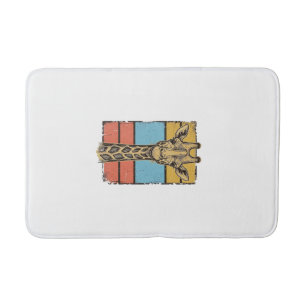 Vintage Engraved Giraffe Retro Stripes Shirt Desig Bath Mat