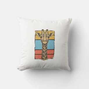 Vintage Engraved Giraffe Retro Stripes Shirt Desig Cushion
