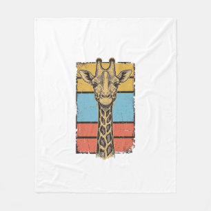 Vintage Engraved Giraffe Retro Stripes Shirt Desig Fleece Blanket