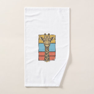 Vintage Engraved Giraffe Retro Stripes Shirt Desig Hand Towel