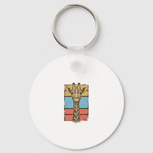 Vintage Engraved Giraffe Retro Stripes Shirt Desig Key Ring