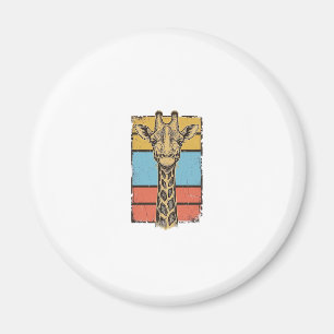 Vintage Engraved Giraffe Retro Stripes Shirt Desig Magnet