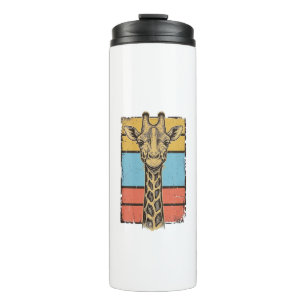 Vintage Engraved Giraffe Retro Stripes Shirt Desig Thermal Tumbler