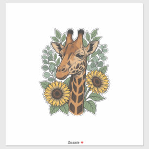 Vintage Engraved Giraffe Sunflower Floral Shirt_1