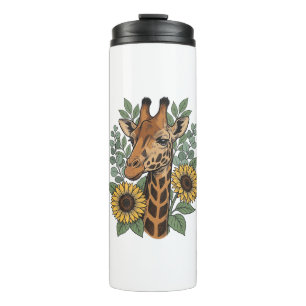 Vintage Engraved Giraffe Sunflower Floral Shirt_1 Thermal Tumbler
