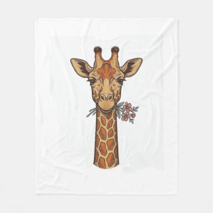 Vintage Engraved Giraffe With Flowers Shirt_1 Fleece Blanket