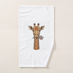 Vintage Engraved Giraffe With Flowers Shirt_1 Hand Towel