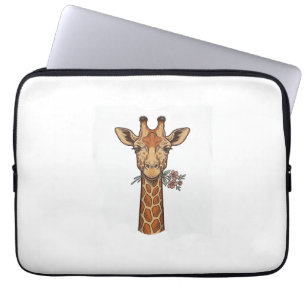Vintage Engraved Giraffe With Flowers Shirt_1 Laptop Sleeve