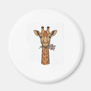 Vintage Engraved Giraffe With Flowers Shirt_1 Magnet