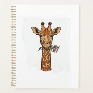 Vintage Engraved Giraffe With Flowers Shirt_1 Planner