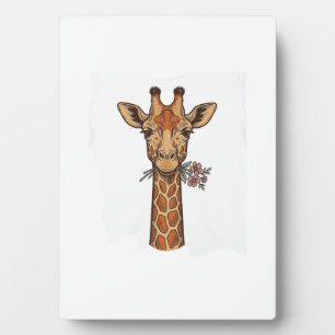 Vintage Engraved Giraffe With Flowers Shirt_1 Plaque