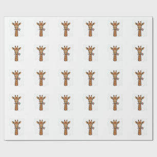Vintage Engraved Giraffe With Flowers Shirt_1 Wrapping Paper