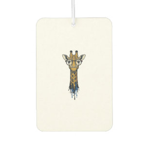 Vintage Engraved Giraffe With Glasses Design_1 Car Air Freshener