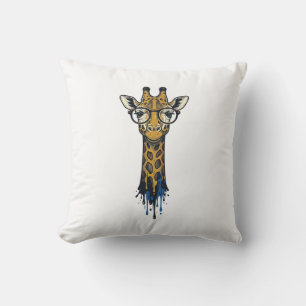 Vintage Engraved Giraffe With Glasses Design_1 Cushion