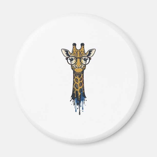 Vintage Engraved Giraffe With Glasses Design_1 Magnet (Front)