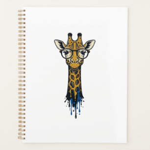 Vintage Engraved Giraffe With Glasses Design_1 Planner