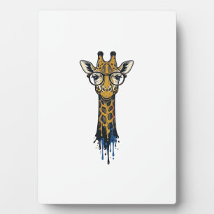 Vintage Engraved Giraffe With Glasses Design_1 Plaque