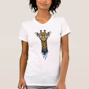 Vintage Engraved Giraffe With Glasses Design_1 T-Shirt