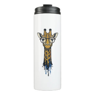 Vintage Engraved Giraffe With Glasses Design_1 Thermal Tumbler