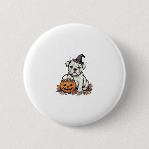 Vintage Engraved Halloween Bulldog Pumpkin Design_ 6 Cm Round Badge