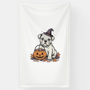 Vintage Engraved Halloween Bulldog Pumpkin Design_ Banner